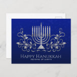 Silver Menorah Swirl Ornament Happy Hanukkah  Postkarte<br><div class="desc">Silver Menorah Swirl Ornament Happy Hanukkah</div>