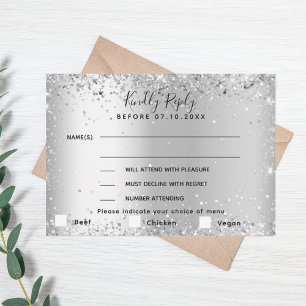 Silver Menü wählen Sie Hochzeit RSVP Mitteilungskarte