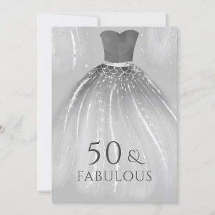 Silver Mermaid Dress 50 & Fabulous 50. Geburtstag Einladung