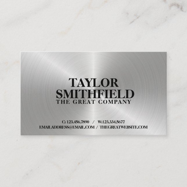 Silver Metal Business Card Visitenkarte (Vorderseite)