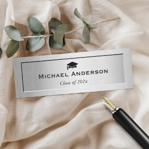 Silver Metal Color Senior Abschluss Name Card Telefonnummerkarte