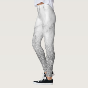 Silver Metal Einzigartiger Glitzer Sparkle Marmor  Leggings