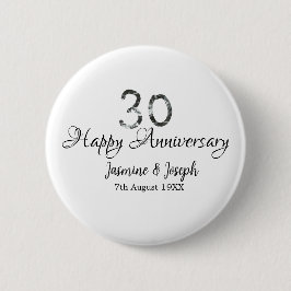 Silver Metallic 30. Happy Jubiläum Name hinzufügen Button