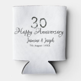 Silver Metallic 30. Happy Jubiläum Name hinzufügen Dosenkühler
