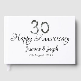 Silver Metallic 30. Happy Jubiläum Name hinzufügen Gästebuch