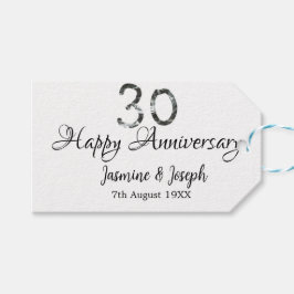 Silver Metallic 30. Happy Jubiläum Name hinzufügen Geschenkanhänger