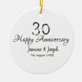 Silver Metallic 30. Happy Jubiläum Name hinzufügen Keramik Ornament