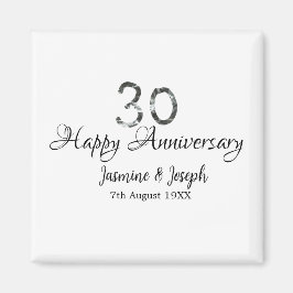 Silver Metallic 30. Happy Jubiläum Name hinzufügen Magnet