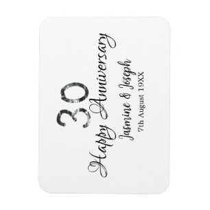 Silver Metallic 30. Happy Jubiläum Name hinzufügen Magnet