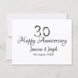 Silver Metallic 30. Happy Jubiläum Name hinzufügen Postkarte