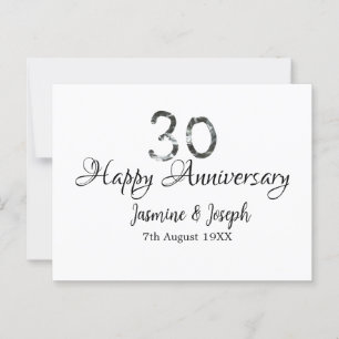 Silver Metallic 30. Happy Jubiläum Name hinzufügen Postkarte