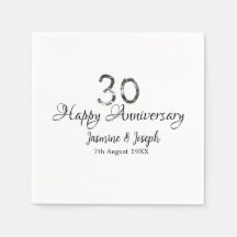 Silver Metallic 30. Happy Jubiläum Name hinzufügen