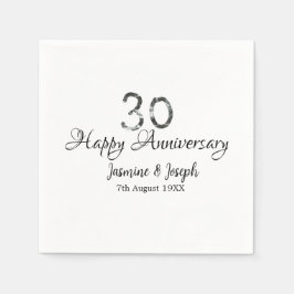 Silver Metallic 30. Happy Jubiläum Name hinzufügen Serviette