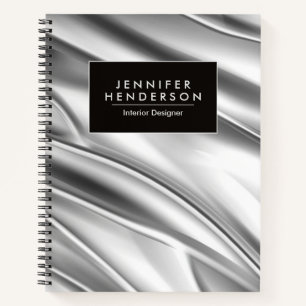 Silver Metallic Abstrakt Notizbuch