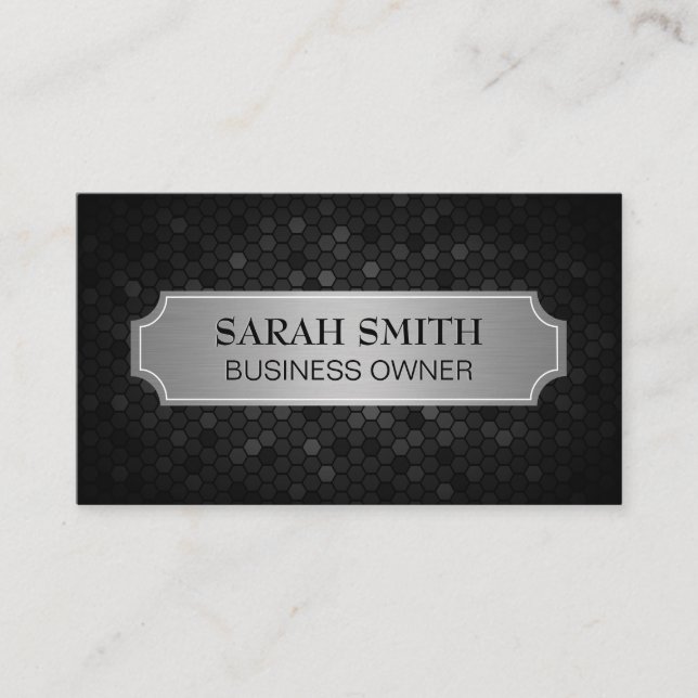 Silver Metallic Banner | Geometric Futuristic Visitenkarte (Vorderseite)