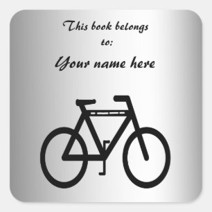 Silver Metallic Bicycle Buchzeichen Quadratischer Aufkleber
