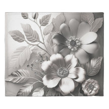 Silver Metallic Blume Duvet Cover