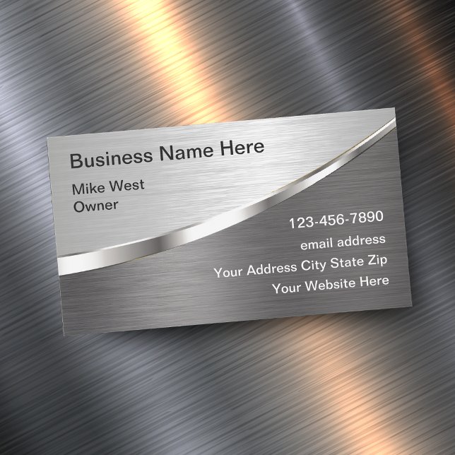 Silver Metallic Cool Business Cards Magnetische Visitenkarte (Von Creator hochgeladen)
