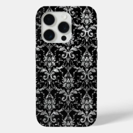 Silver Metallic Damask auf Black Case-Mate iPhone Hülle