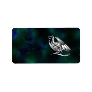 Silver Metallic Dragon Adressaufkleber