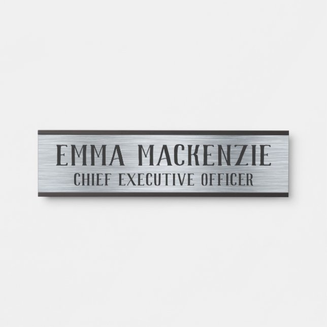 Silver Metallic Look Hanging Türschild Namensplatt (Vorderseite )
