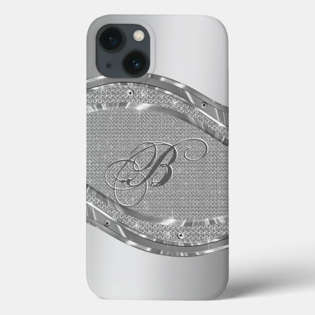 Silver Metallic Look mit Diamantmuster Case-Mate iPhone Hülle (Rückseite)