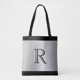 Silver Metallic Looking Background mit Monogram Tasche