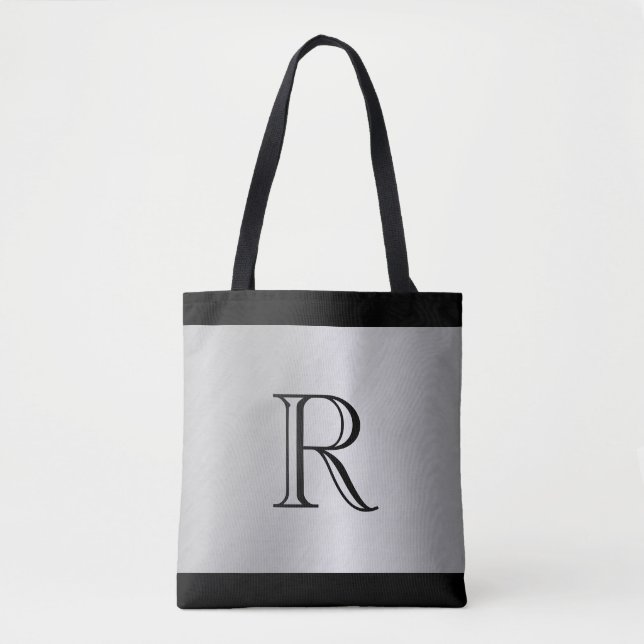 Silver Metallic Looking Background mit Monogram Tasche (Vorderseite)
