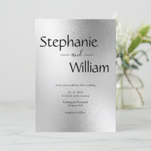 Silver Metallic Moderne Elegante Stilvolle Hochzei Einladung