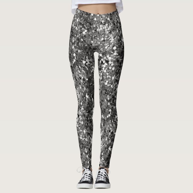 Silver Metallic Sequin Leggings (Vorderseite)