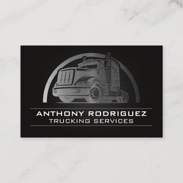 Silver Metallic Truck Logo | Verkehrsdienstleistun Visitenkarte (Vorderseite)
