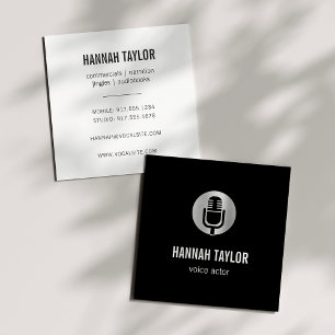 Silver Microphone Voice Actor Quadratische Visitenkarte