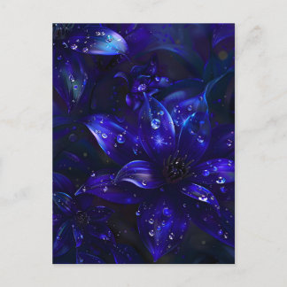 Silver Midnight Blooms Ankündigungspostkarte