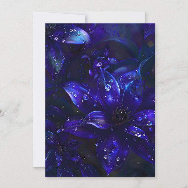 Silver Midnight Blooms Feiertagskarte (Vorderseite)