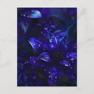 Silver Midnight Blooms Feiertagspostkarte