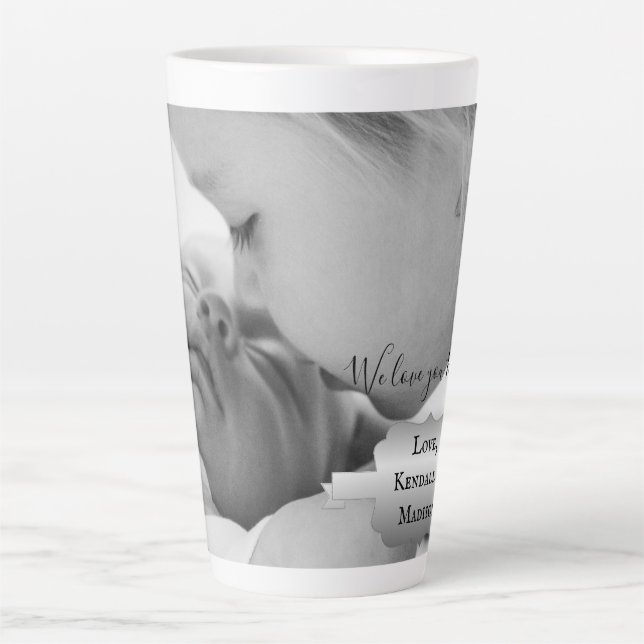 Silver Minimaliste Photo Fête des Mères Latte Mug (Devant)