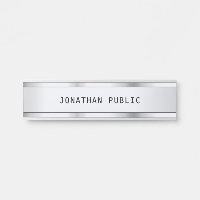 Silver Minimalistisch Design Elegantes modernes Te Türschild (Vorderseite )