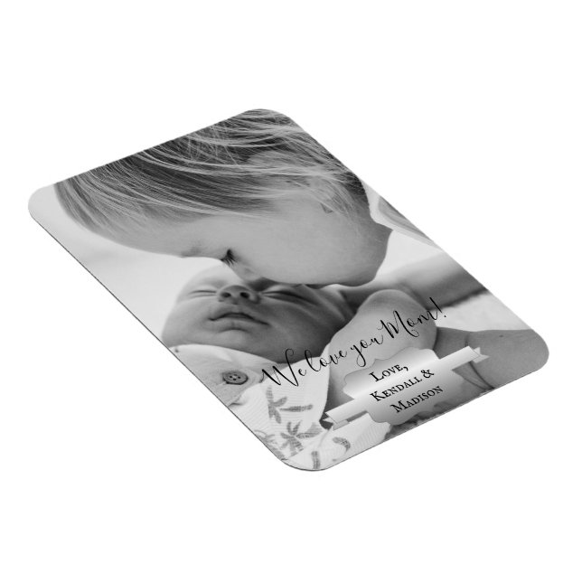 Silver Minimalistisch Foto Mother's Day Magnet (Rechte Seite)