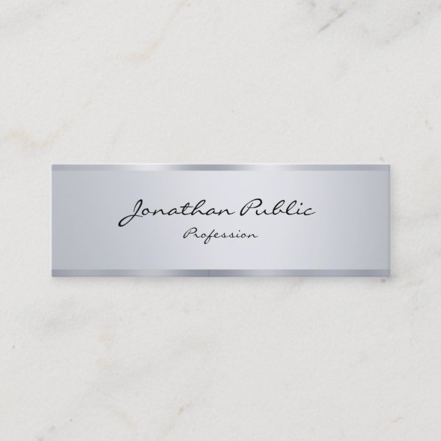 Silver Minimalistisch Trendy Moderne Elegante Typo Mini Visitenkarte (Vorderseite)