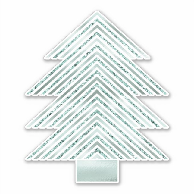 Silver Mint Christmas Tree Glitzer Streifen Aufkleber (Vorderseite)