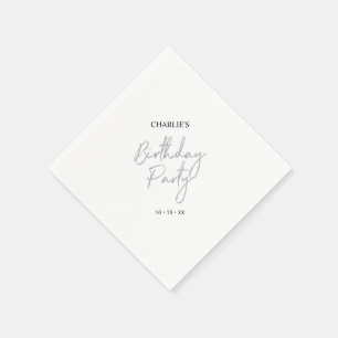 Silver Modern Brush Script Adult Geburtstagsparty Serviette