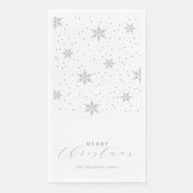Silver Modern Frohe Weihnachten Party Napkins Serviette (Vorderseite)