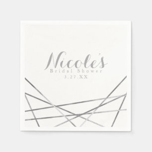 Silver Modern Geometric Lines Custom Glam Party Serviette