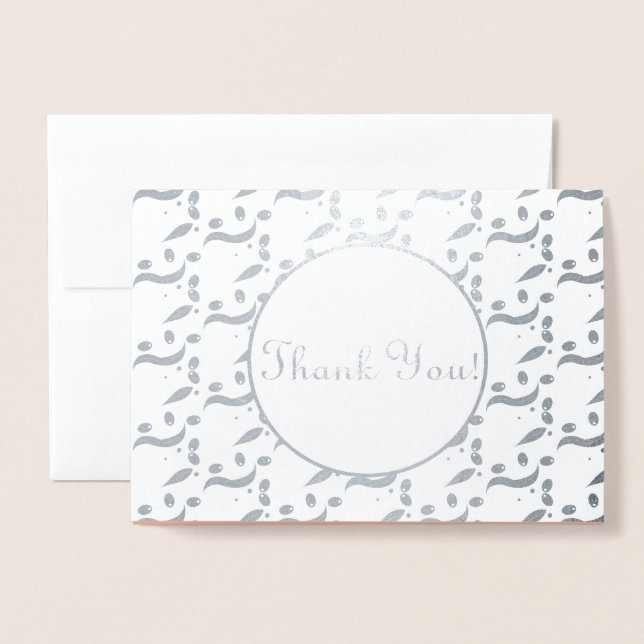 Silver Modern Olives Hochzeit Danke Folienkarte (Vorderseite mit Umschlag)