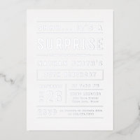 Silver Modern Simple Typografy Überraschung Geburt