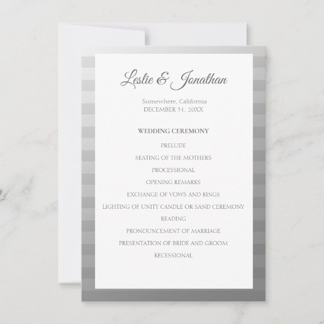 Silver Modern Wedding Zeremony Programm V2 (Vorderseite)