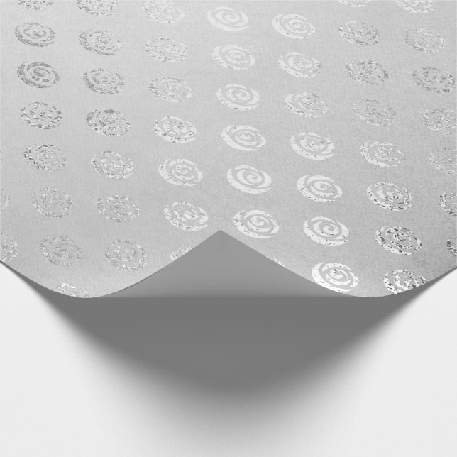 Silver Monochromatisches, zartes, graues, florales Geschenkpapier (Ecke)