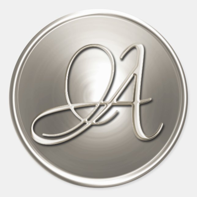 Silver Monogram A Umschlag Aufkleber (Vorderseite)