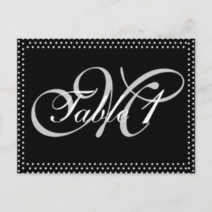 Silver Monogram auf Black Wedding Tischnummer