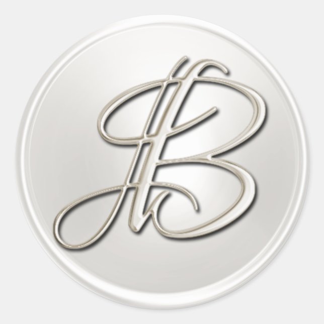 Silver Monogram B Umschlag Aufkleber (Vorderseite)